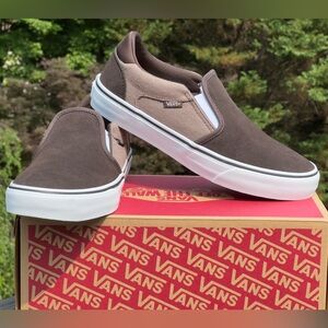 NEW Vans Mens Asher Deluxe Suede Canvas Slip On Casual Sneakers - Sizes 9, 11.5